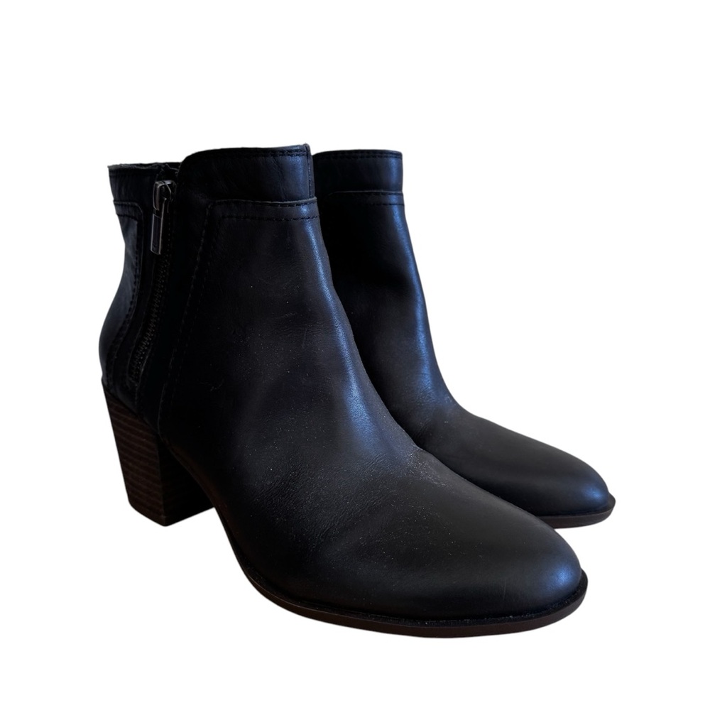 Lucky Brand Booties BRISYN Leather Zipper Chunky Heel Ankle Boots